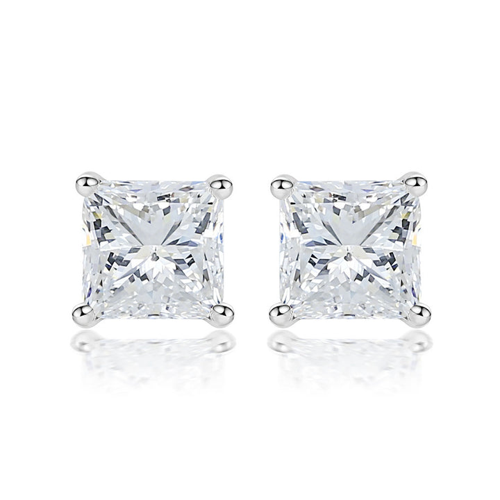 Women's Crown Heart-shaped Zircon 925 Sterling Silver Stud Earrings