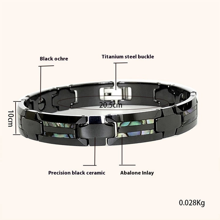 Tungsten Gold Caramic Color Inlaid Shell impermeabil cu un cuțit impermeabil Băieți fără flori Brățară simplă magnetică