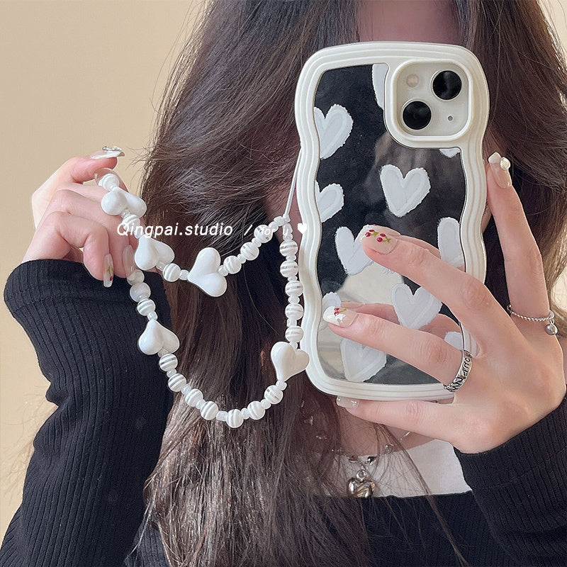 Wave Edge Mirror Heart Suitable For S24 S21 Ultra Phone Case Silicone