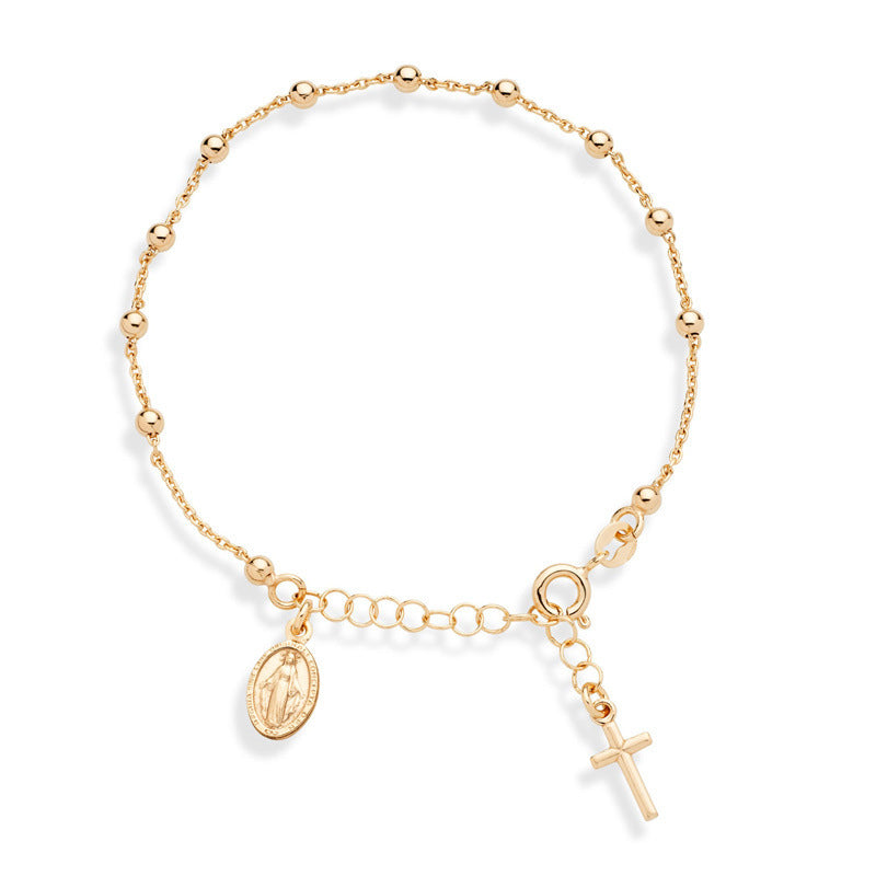 Simple Virgin Mary Clip Beads Adjustable Cross Bracelet