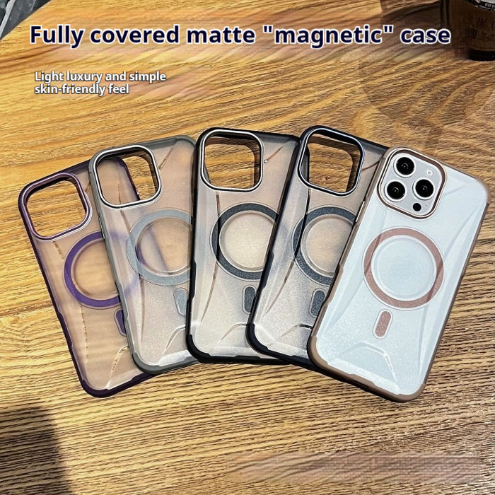 Phone Case Magnetic Armor Anti-fall Skin Feeling Frosted Large Hole Protective Cover