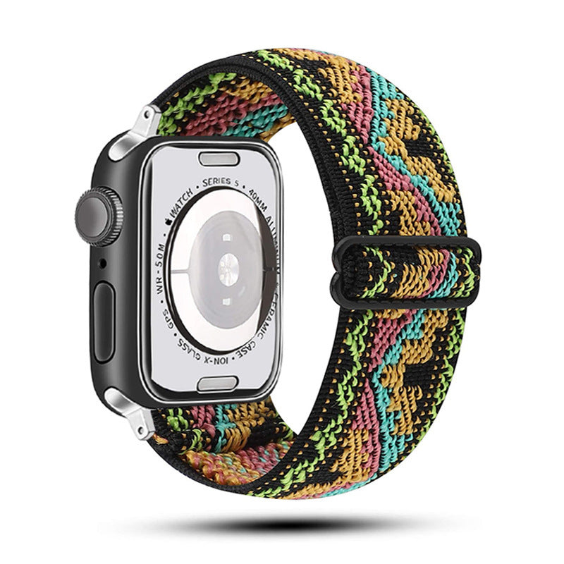 Ethnic Style Adjustable Buckle Elastic Nylon Woven Strap