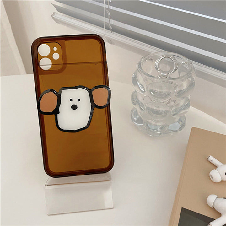 Cartoon Big Ear Dog Telefon mobil Case ceai maroniu All-inclusive