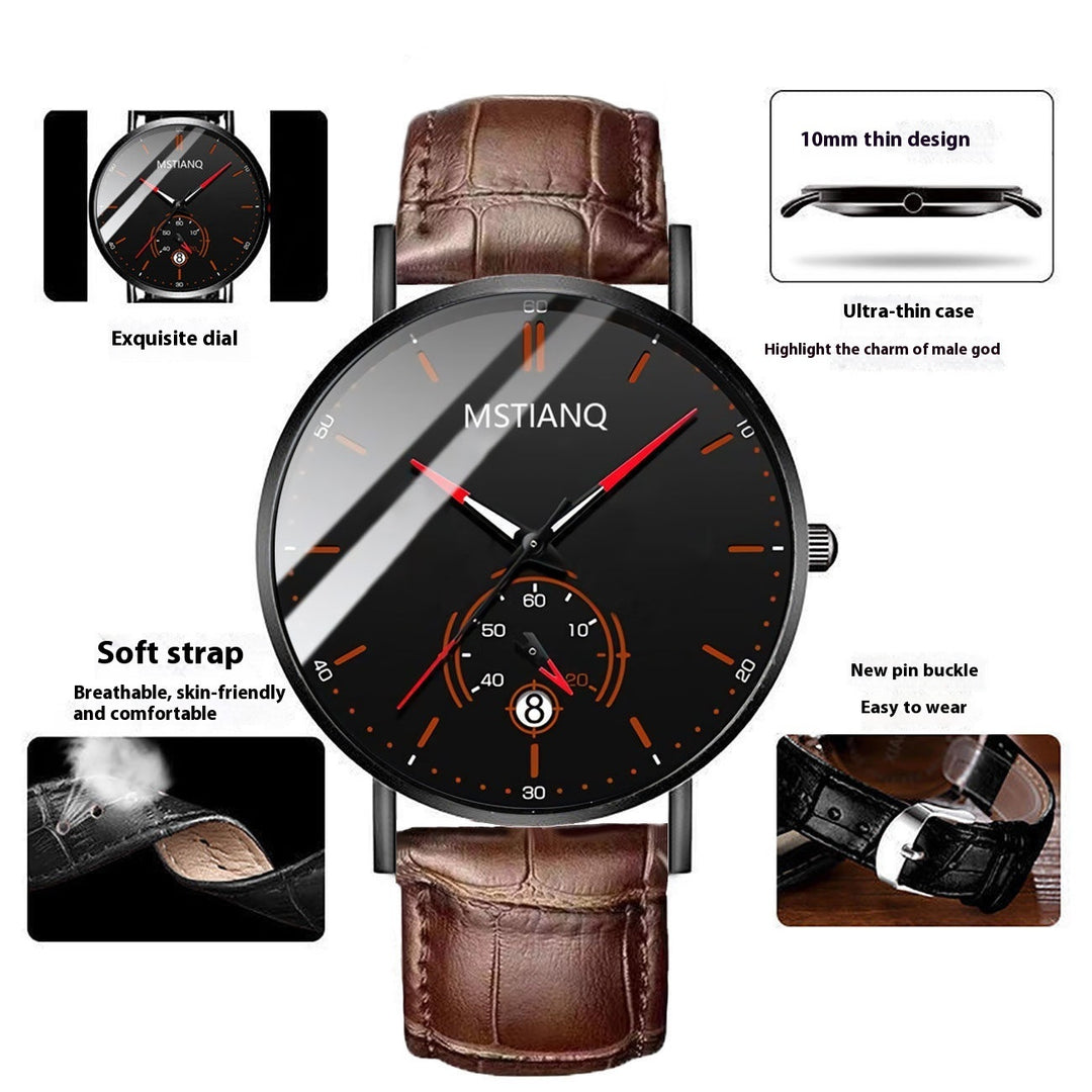 Trade Watch Stylish Black Technology Belt Refined Steel Korean Casual Calendar