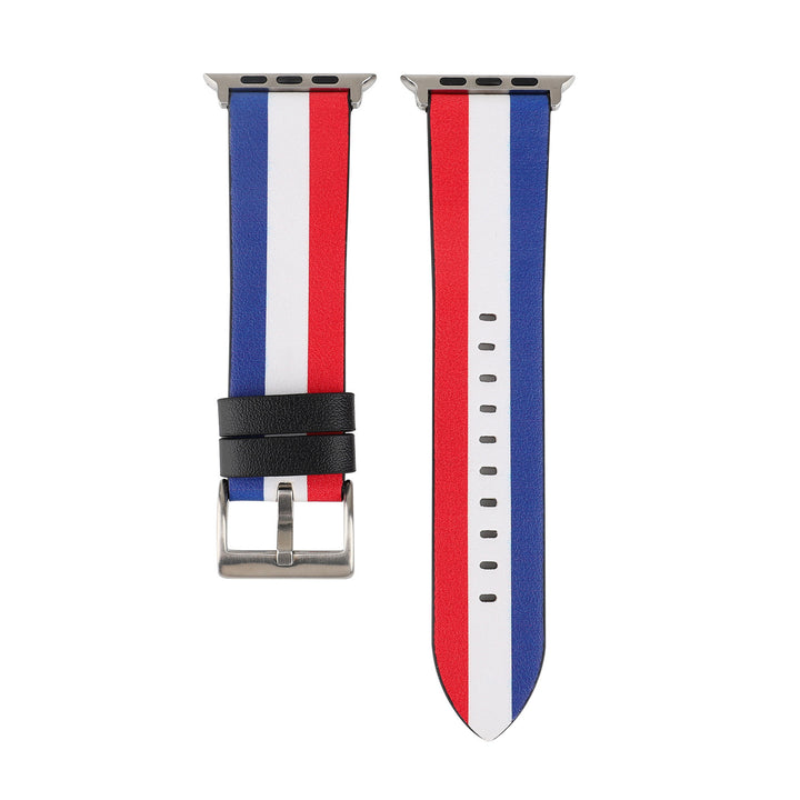 Leather Watch Strap With Flag Pattern