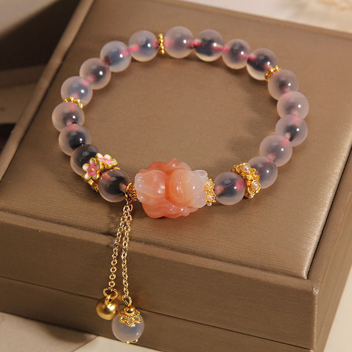 Nine-Tailed Fox Sugar Heart Agate Bracelet For Women