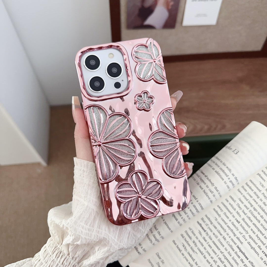 Electroplating Pleated Flower I Phone Case