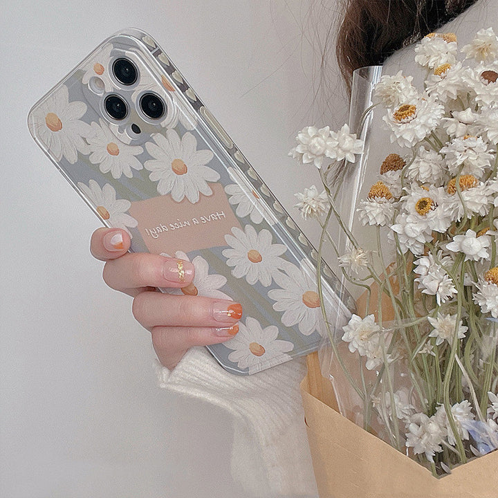 Transparent Side Oil Painting Daisy Silicone Phone Case