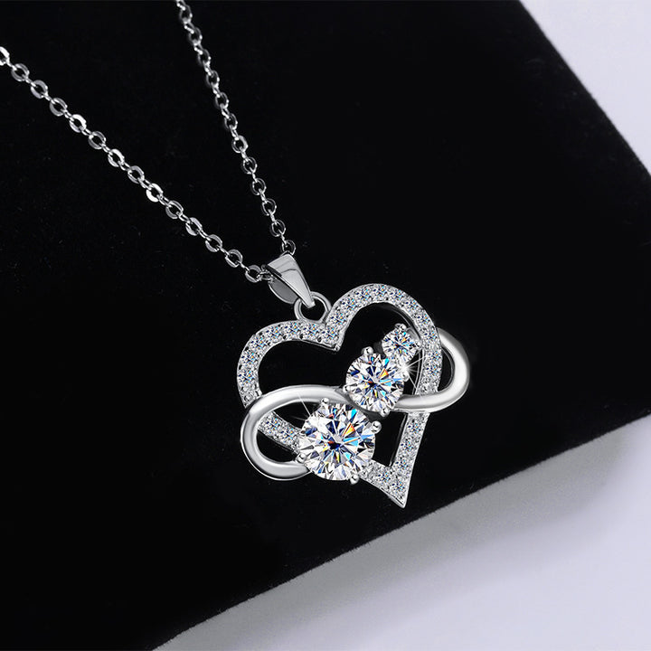 925 Silver Moissanite Love Necklace For Women