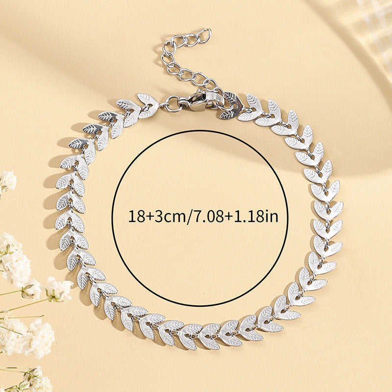 Stainless Steel Simple Fashion Leaf Wheat Bracelet