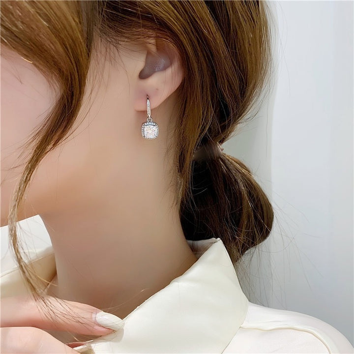 Fashion Long Square Zircon Earrings Women