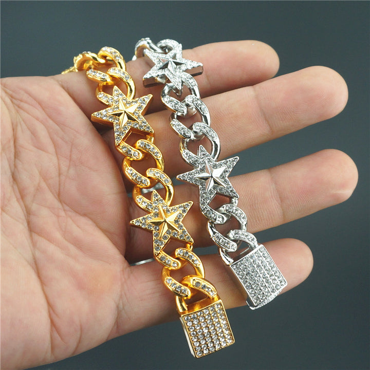 Hipster Five-pointed Star Cuban Link Chain Bracelet