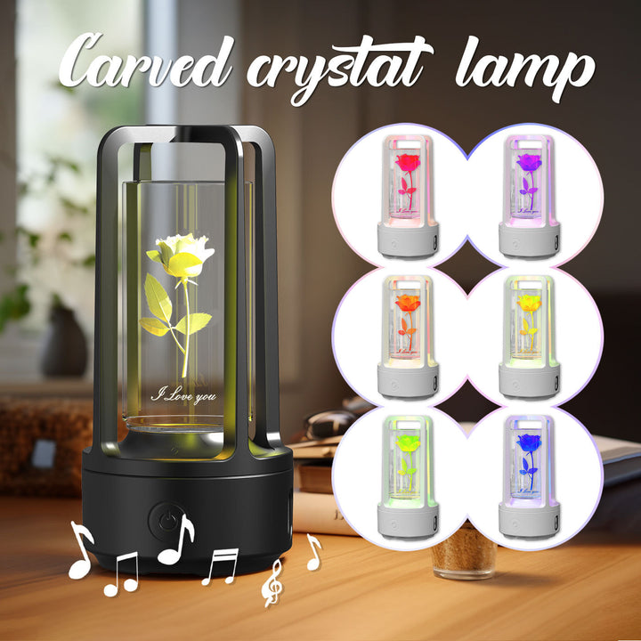 Creative 2 în 1 lampă de cristal acrilic audio și difuzor Bluetooth de Ziua Îndrăgostiților, cadou de noapte