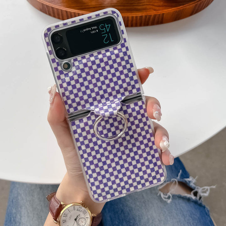 Foldable Screen Plaid Ring Phone Case