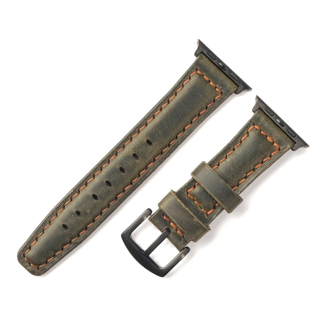 Apple Watch 8 45 MM Handmade Leather Band Strap Dark Green