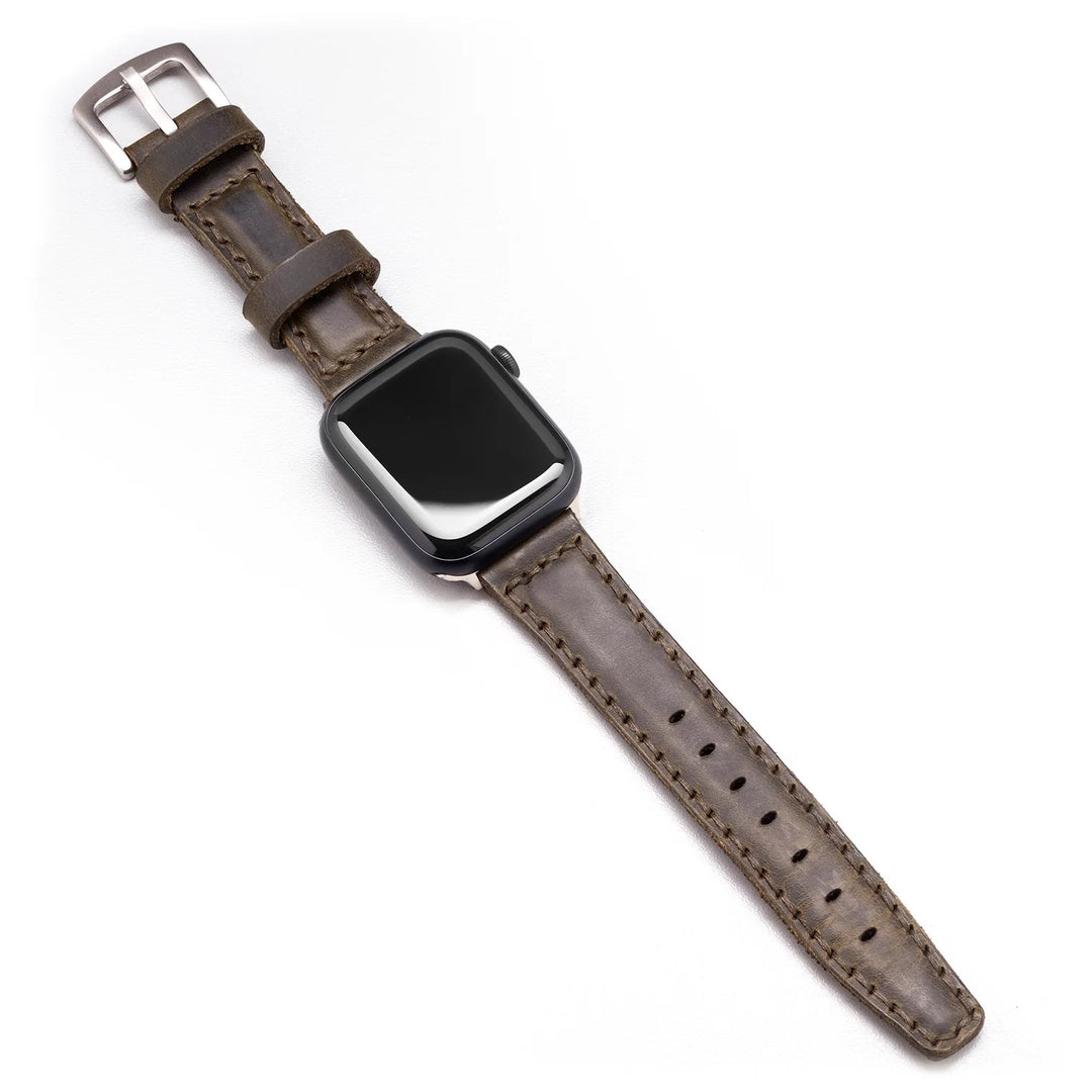 Apple Watch 9 45 mm Handmade din piele curea de piele de culoare verde închis