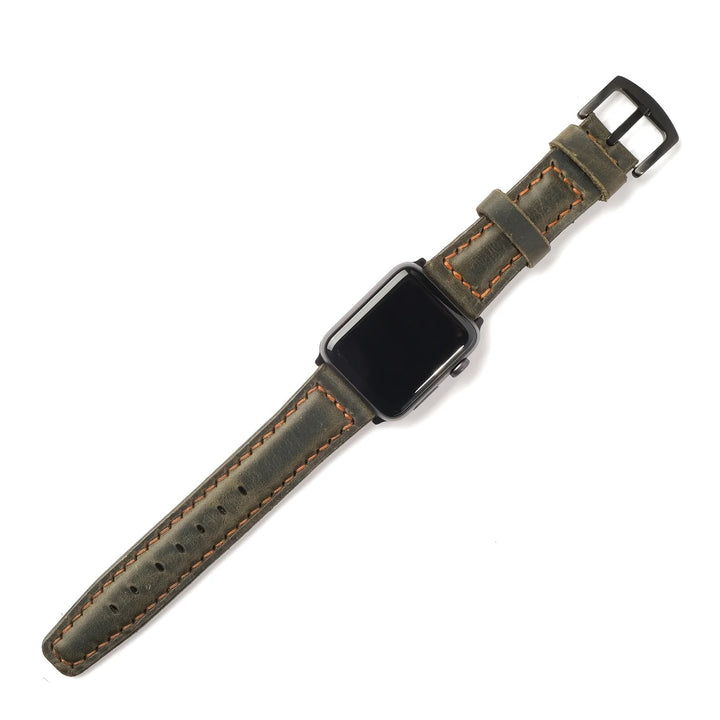 Apple Watch 9 41 mm Handmade din piele curea din piele verde închis