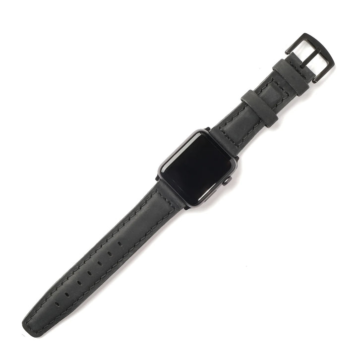 Apple Watch Ultra 2 49 mm curea de piele handmade din piele neagră