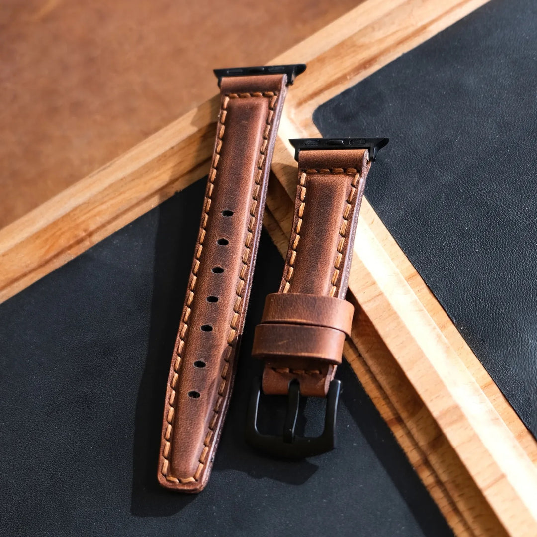 Apple Watch 9 41 MM Handmade Leather Band Strap Brown