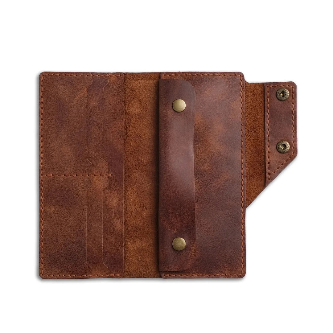 Handmade Leather Long Wallet Light brown